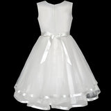 Flower Girls Dress Blue Belted Wedding Party Bridesmaid Size 4-12 Years