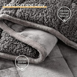 Sherpa Weighted Throw Blanket for Adults, Grey Flannel 15 Pounds Heavy Blanket, Twin-Size Super Soft Fleece and Sherpa Extra Warm Bed Blanket for Couch, Bed, Chair, Sofa,60 X 80 Inches，15 Lbs