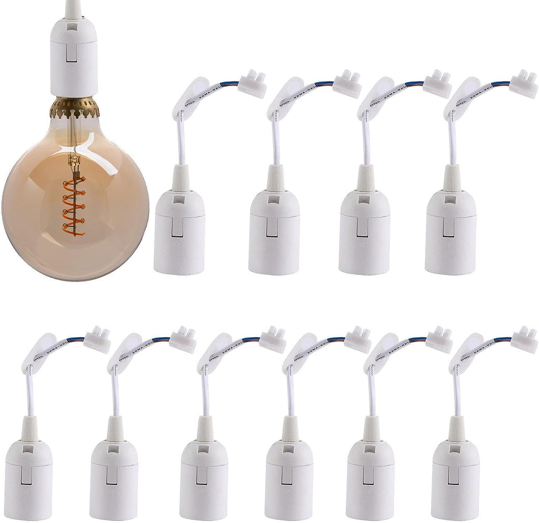 Lamp Holder E27 with Cable | 10Pcs E27 Pendant Light Socket with Cord - Shop and Family, Hangings Light Cord with Bulb Socket Safe Lamp Holder for Construction Site