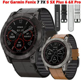 Leather+Silicone Watchband for Garmin Fenix 5 6 5X plus 6X Pro 7 7X Band Strap Quickly Fit 22 26Mm Wristband for Garmin Epix