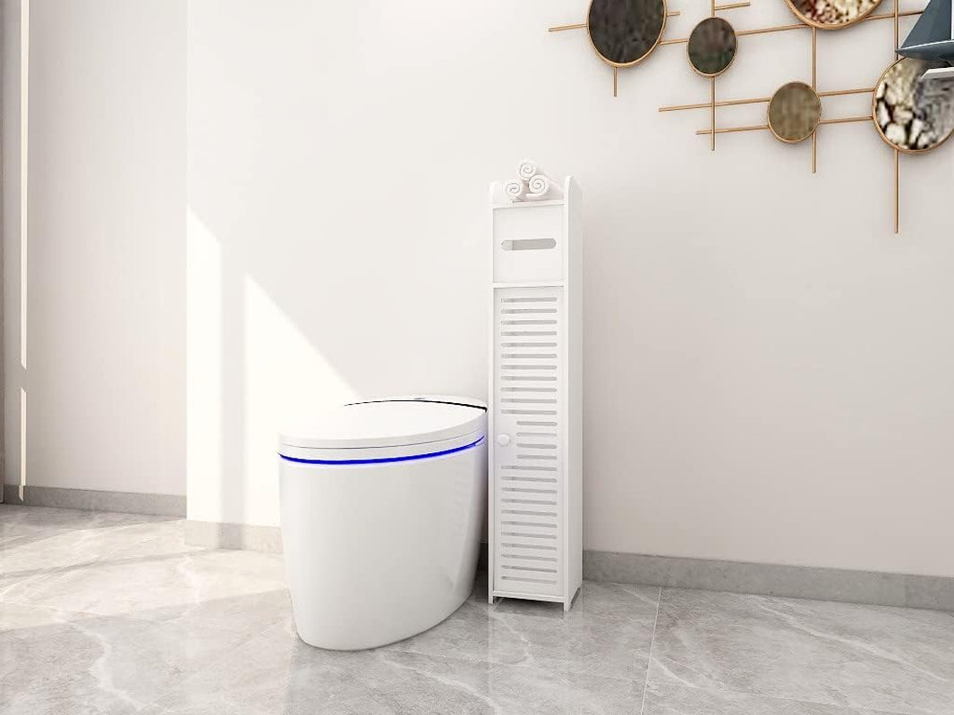 80CM Bathroom Storage Utility Cabinet Stand Tissue Holder White Waterproof