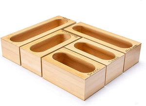 Food Storage Bag Organiser, 5Pack Bamboo Plastic Zip Lock Bags Dispenser Holder for Kitchen Drawer Pantry, Compatible with Gallon, Quart, Sandwich, Snack, Candy Variety Size Bag