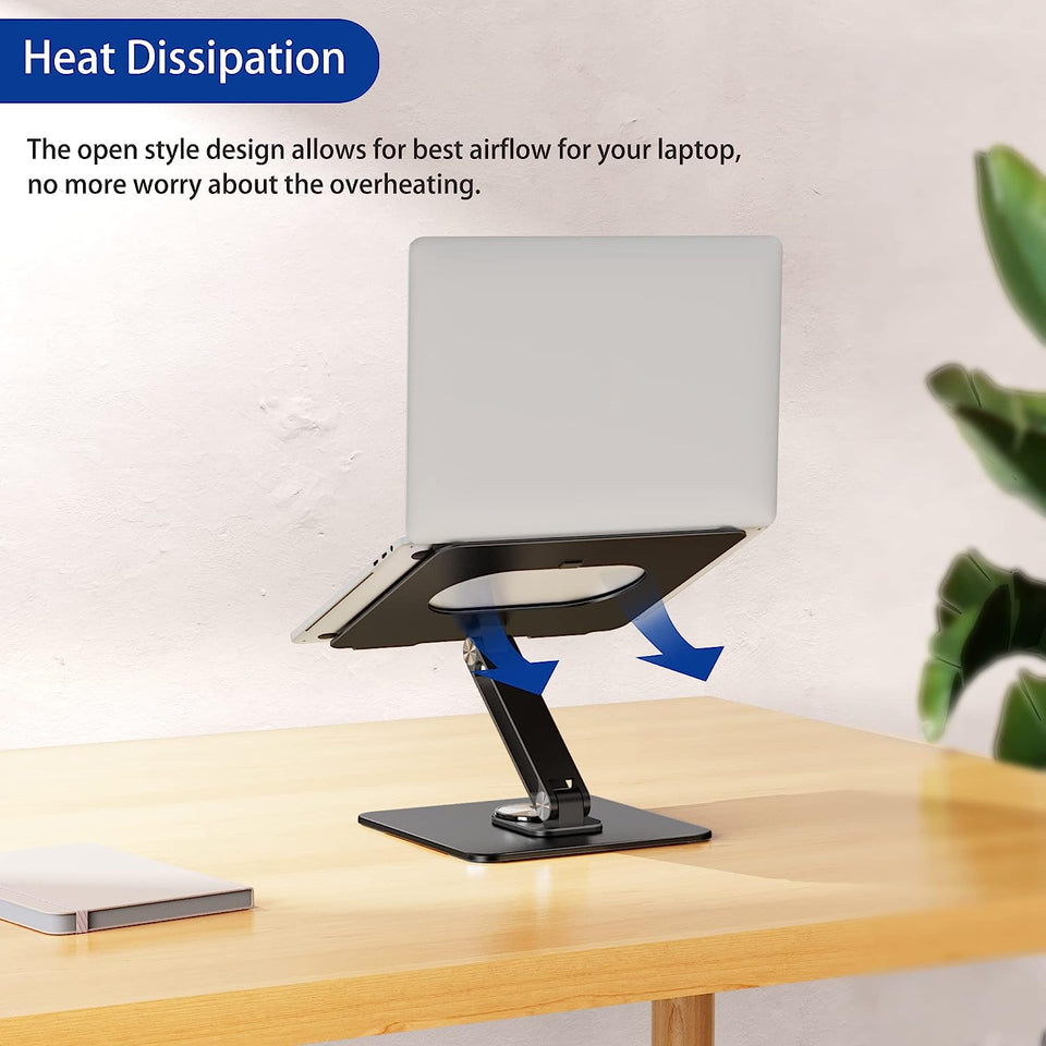 LSX7 Laptop Stand with 360° Rotating Base, Ergonomic Adjustable Notebook Stand, Riser Holder Computer Stand Compatible with Air, Pro, Dell, HP, Lenovo More 10-15.6" Laptops (Black)