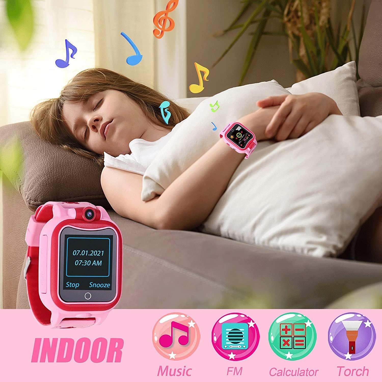 Toys for 3-8 Year Old Girls Kids Watch with Camera Smart Watches for Kids Birthday Gifts for 4 5 6 7 8 9 Girl, Strap