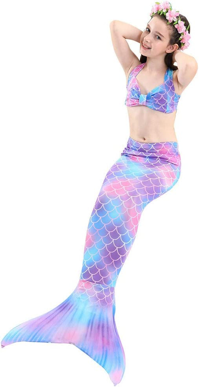 5Pcs Girls Swimsuit Mermaid Tails for Swimming Princess Bikini Bathing Suit Set No Monofin 4T 6T 8T 10T 12T