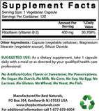 Vitamin B2 (Riboflavin) 400Mg - Migraine Relief - Veggie Capsules - Conezyme Precursor - 120 Count