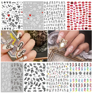 self-Adhesive Nail Art Stickers with Dragon, Snake, Butterfly, Rose, Patterns pattanaustralia