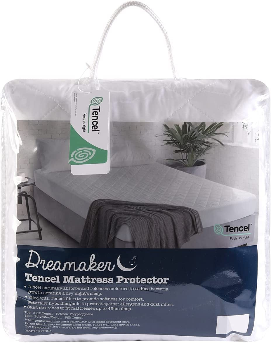 All Seasons Eucalyptus Natural Fibre Tencel Quilted Mattress Protector anti Microbial Feature Regulates Temperature Moisture Absorbent Environmental Friendly - Double Bed