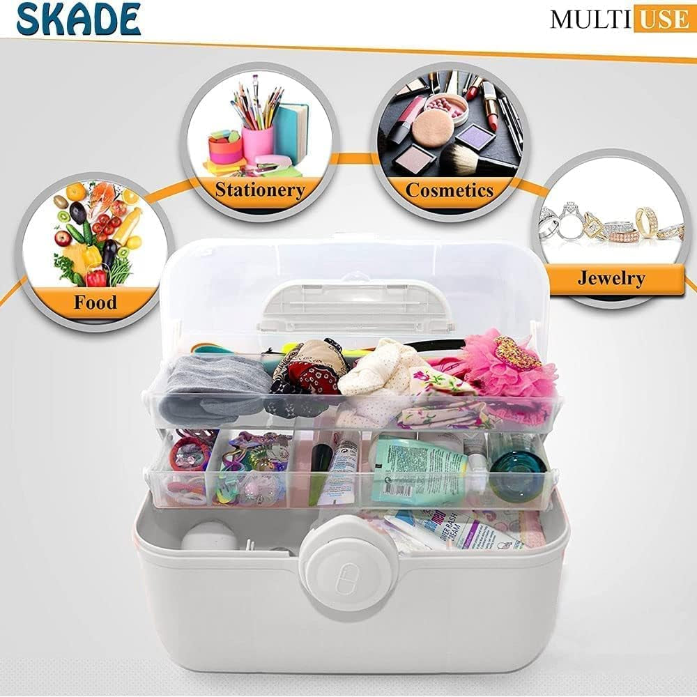 Medicine Storage Box and Plastic Storage Box, Multipurpose Organizer and Storage Case for Art Craft and Cosmetic,Hobby Accessories, Bathroom Cosmetics, and Toiletries