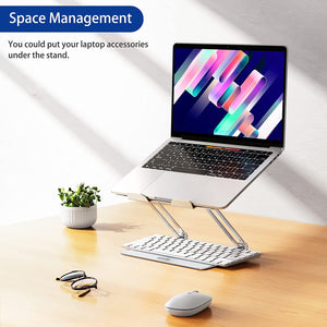 LS10 Aluminum Laptop Stand, Ergonomic Adjustable Notebook Stand, Riser Holder Computer Stand Compatible with Air, Pro, Dell, HP, Lenovo More 10-14" Laptops, Silver