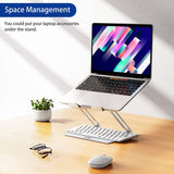 LS10 Aluminum Laptop Stand, Ergonomic Adjustable Notebook Stand, Riser Holder Computer Stand Compatible with Air, Pro, Dell, HP, Lenovo More 10-14" Laptops, Silver