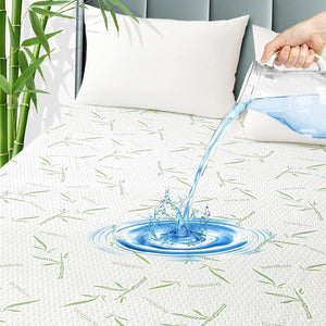 Super King Bamboo Mattress Protector Upgraded Design 3-Layer - Waterproof Fitted Sheet Mattress Cover Hypoallergenic Premium Quality Soft Pad Protects from Dust, Allergies