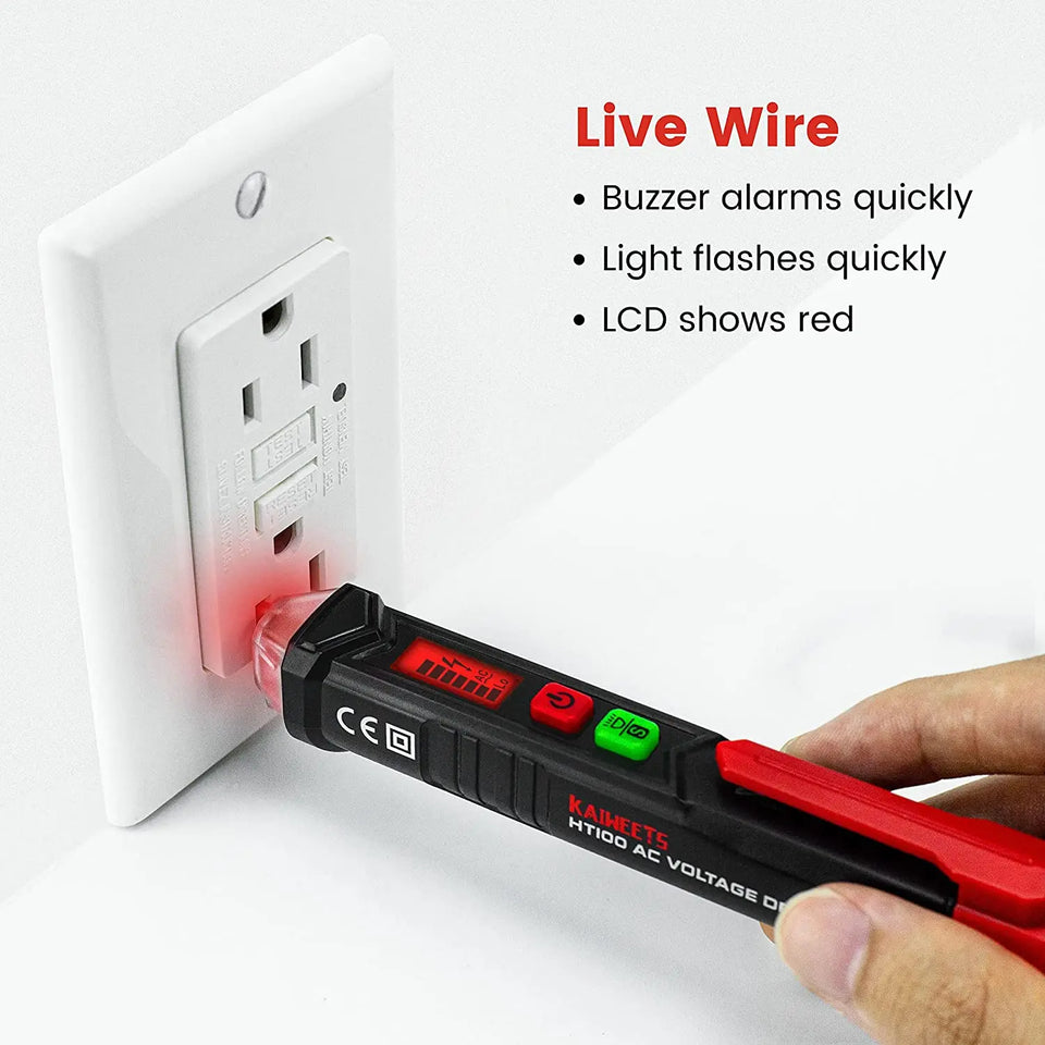 KAIWEETS HT100 Non Contact Voltage Tester AC Electricity Detect Pen 12V-1000V/48V-1000V Pattan Australia