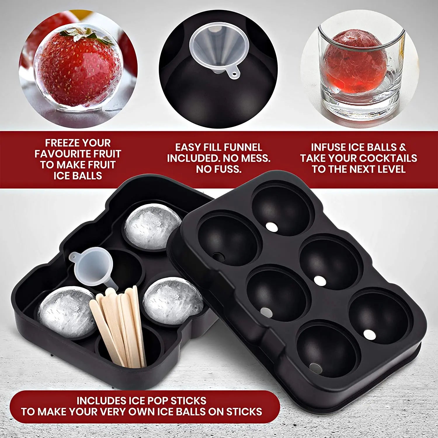 SUNSET Silicone Ice Cube Tray– Set of 2 Large Ice Cube Molds | Square & Sphere Ice Ball Maker for refrigerator | for Whiskey, Cocktails & more Reusable and BPA Free pattanaustralia
