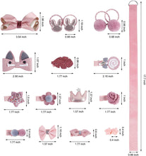 Load image into Gallery viewer, T Tersely 18PCS Baby Girl&#39;s Hair Clips, Cute Hair Bows, Elastic Hair Ties, Ponytail Holder Hairpins Set For Baby Girls, Teens, Assorted styles, (Pink)
