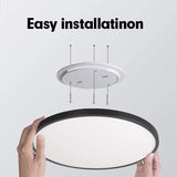 Flush Mount LED Ceiling Light Fixture, Black Thin LED Ceiling Lamp,Surface Mount for Kitchen Bedroom Utility Laundry Closet Room，Natural Light 4500K (50CM 48W)