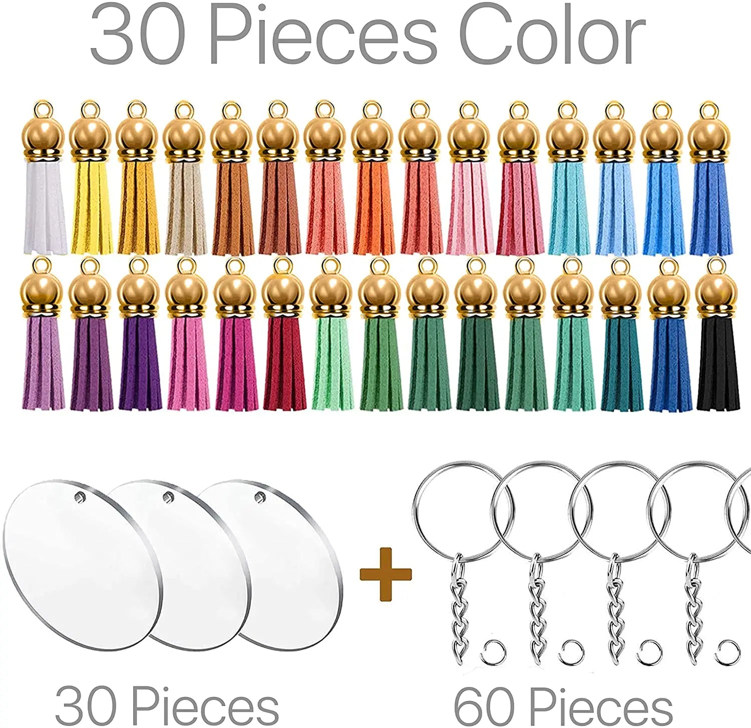 120 Pcs Acrylic Circle Blanks Keychain Set Transparent Round Acrylic Circle Disc with Chain Jump Rings & 30 Colors Tassel for Crafting Vinyl DIY Pattan Australia