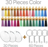 120 Pcs Acrylic Circle Blanks Keychain Set Transparent Round Acrylic Circle Disc with Chain Jump Rings & 30 Colors Tassel for Crafting Vinyl DIY Pattan Australia