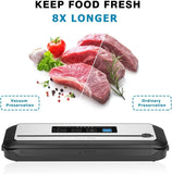 Vacuum Sealer Automatic Sealing Machine for Food Preservation Dry Moist Sealing Modes with Built-In Cutter Starter Kit Easy Cleaning Stainless Steel Panel Compact Design Led Indicator Lights