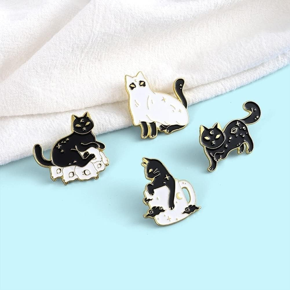 Custom Skeleton Stars Enamel Pins Ghost Cat Brooches Lapel Badge Bag Punk Black Jewelry Gothic Kids Friends