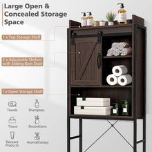 Load image into Gallery viewer, Over-The-Toilet 4-Tier Storage Cabinet, Freestanding Bathroom Organizer W/Adjustable Shelf &amp; Sliding Cabinet Door, Multifunctional Bathroom Space Saver (Brown)
