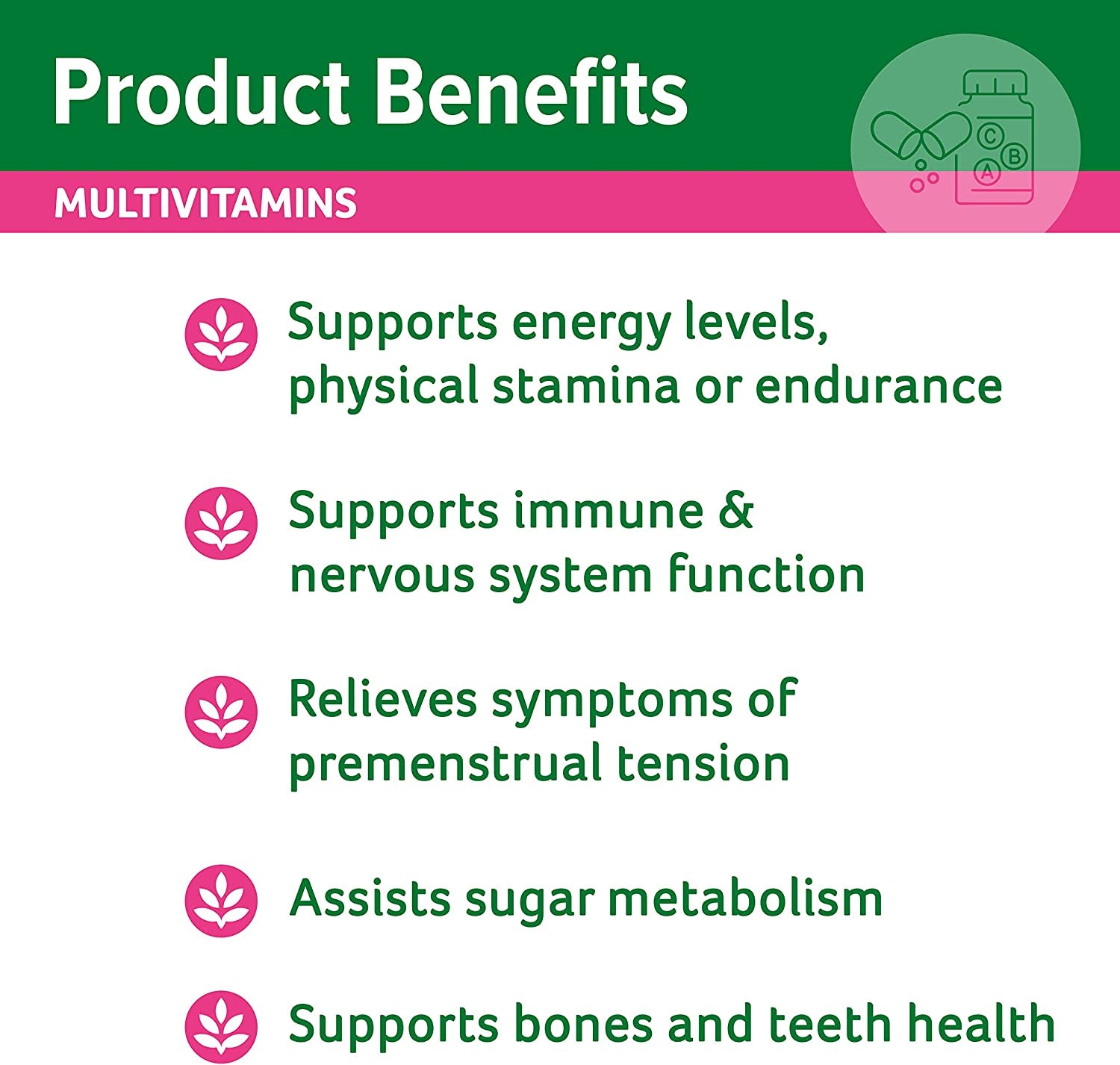 Women’S Multivitamin + Energy Boost for Women'S Health - Supports Energy Levels, Physical Stamina or Endurance - Relieves Symptoms of Premenstrual Tension, 100 Capsules