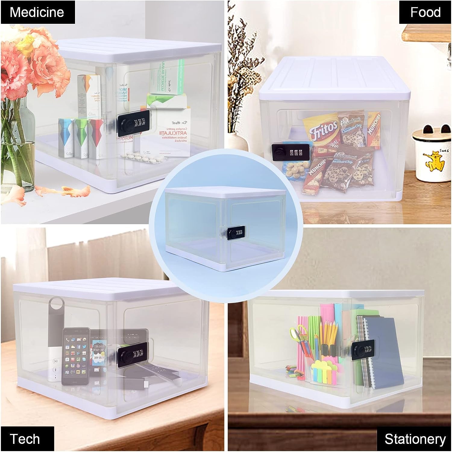 Lockable Box, Clear Lockable Storage Box for Food，Tech and Home Safety ...