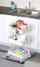 Load image into Gallery viewer, Simplehouseware Heavy Duty 3-Tier Metal Utility Rolling Cart, White
