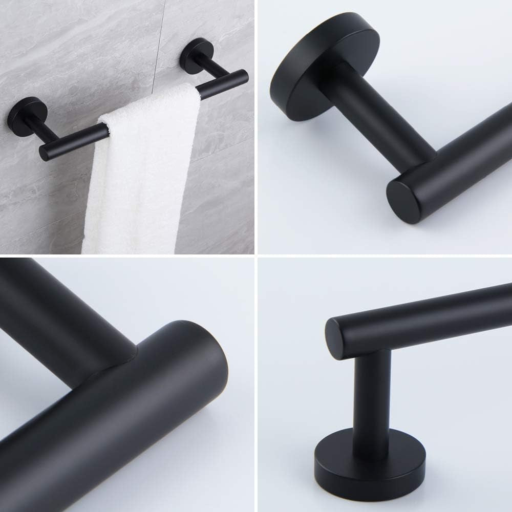 Matte Black Hand Towel Bar SUS 304 Stainless Steel 12-Inch Towel Rack Holder for Bathroom Wall Mount