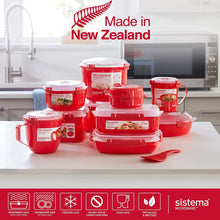 Load image into Gallery viewer, 82001 Microwave Rice Cooker (2.6L) and round Microwave Food Container (915Ml) Bpa-Free, Red/Clear
