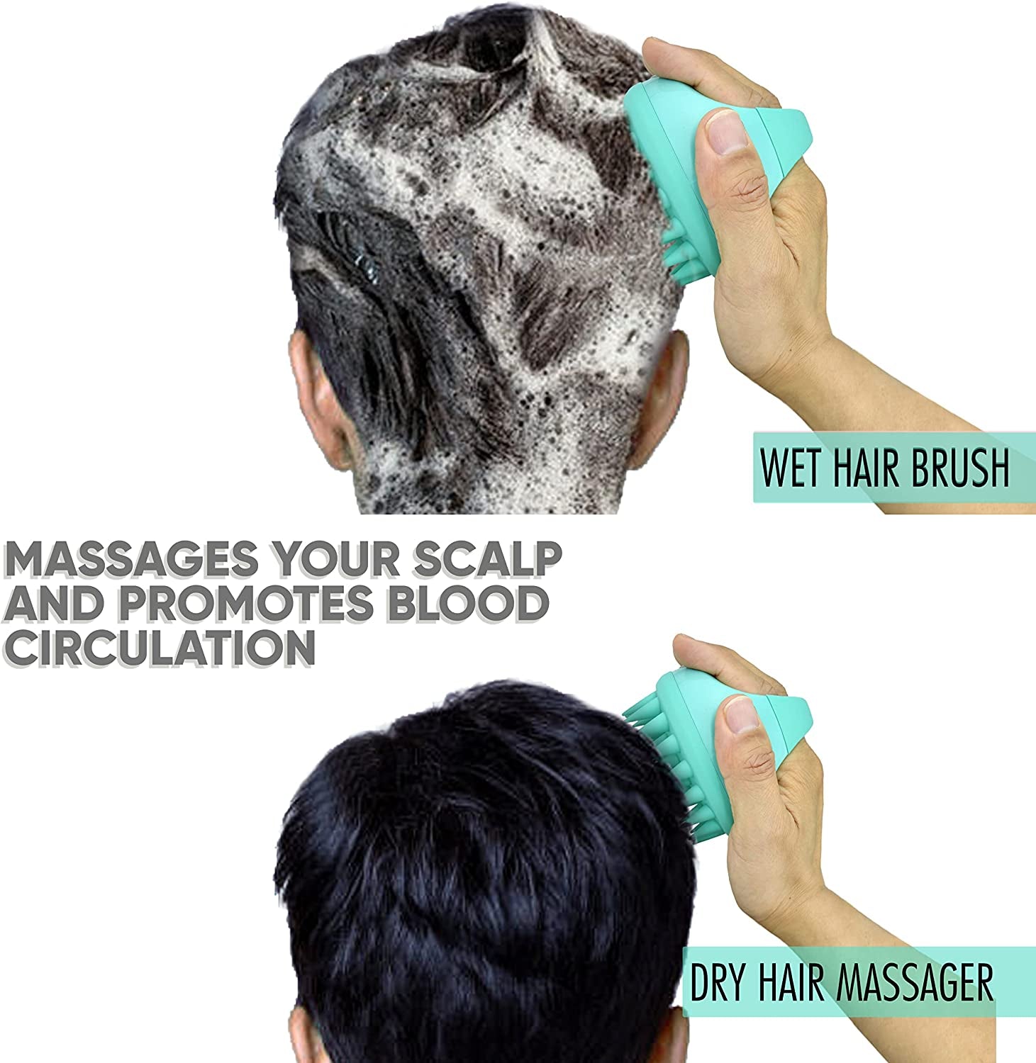 Hair Scalp Massager Shampoo Brush Shower Scrubber, Soft Silicone Bristles for Hair Wash with Body Brush Attachment That Removes Dandruff and Stimulate Hair Growth – Green