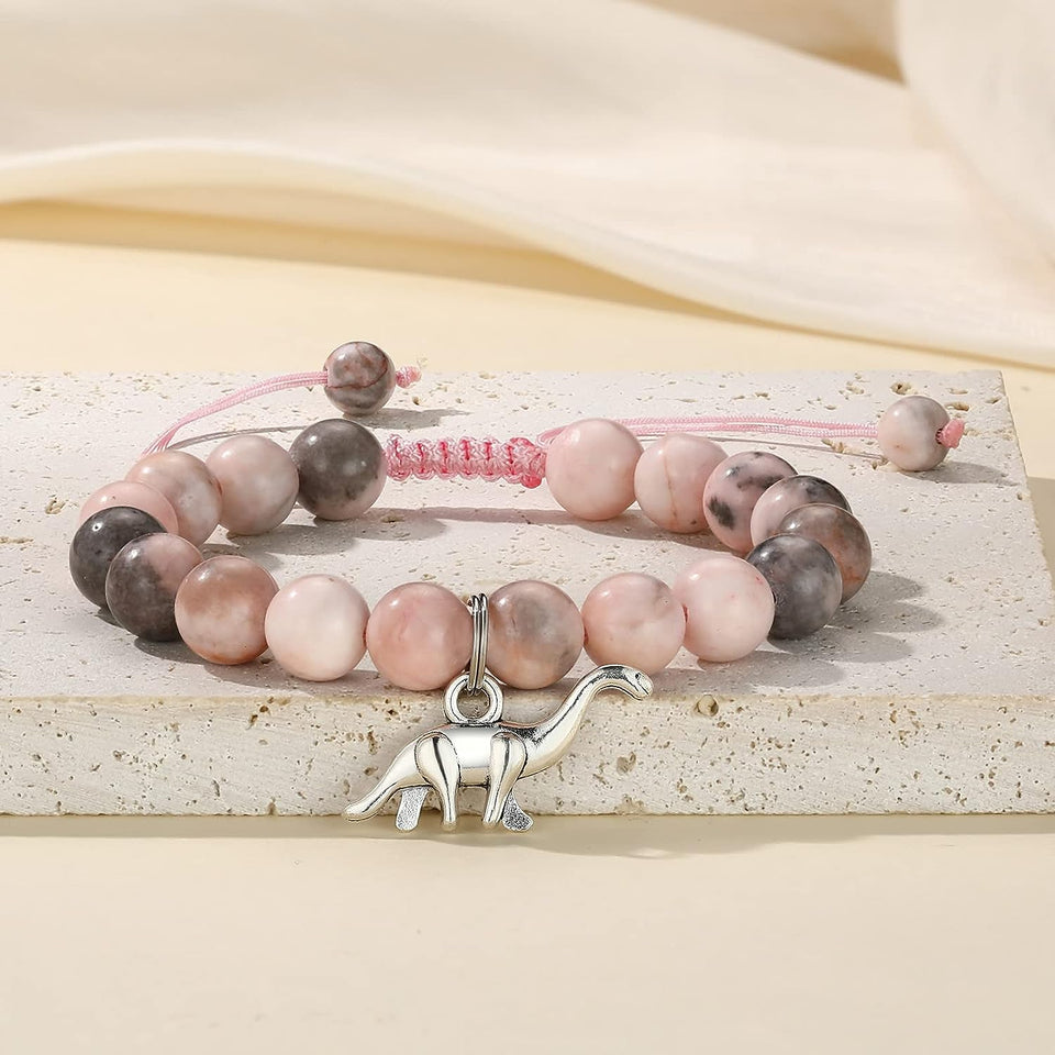 Girls Jewelry - Pink Natural Stone Braided Bead Bracelet for Teen Granddaughter Daughter Niece, Jewelry Gifts for Birthday Cute Stuff Trendy Things