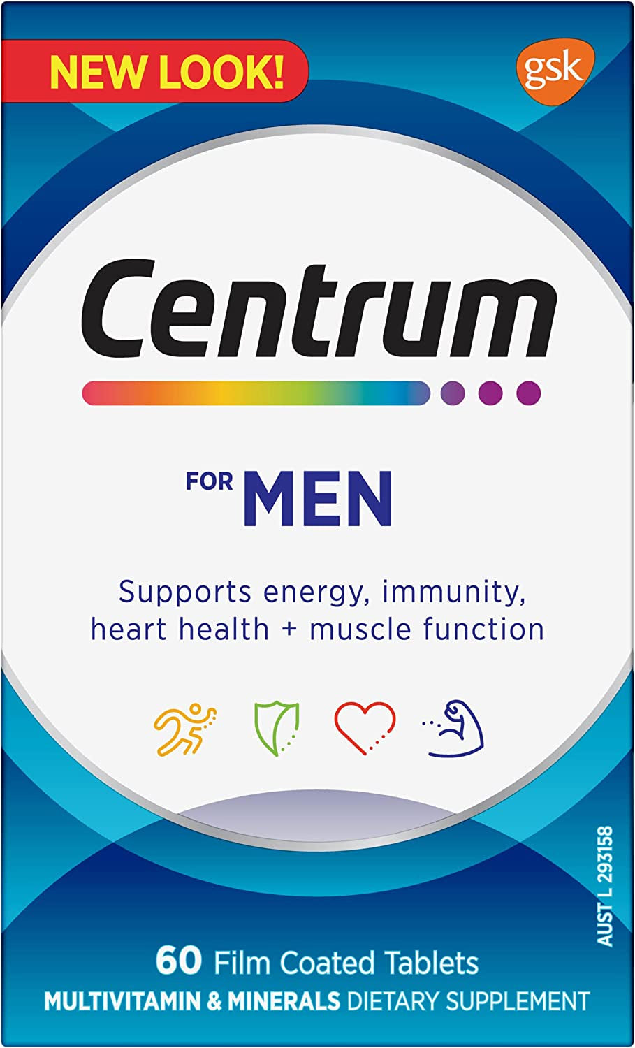 for Men, Multivitamin with Vitamins & Minerals to Support Energy, Immunity, Heart Health & Muscle Function, 60 Tablets