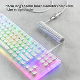 Pro Custom Coiled USB C Cable for Gaming Keyboard, Double-Sleeved Mechanical Keyboard Cable with Detachable Metal Aviator, 1.5M USB-C to USB-A, White Color