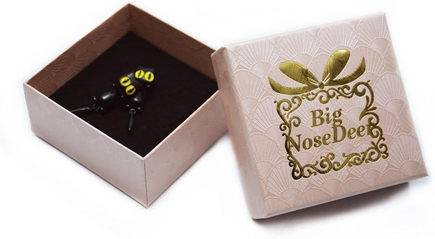 Cat Women Stud Earrings Jewellery,Handmade Earring for Mens Girls Kids (Black)