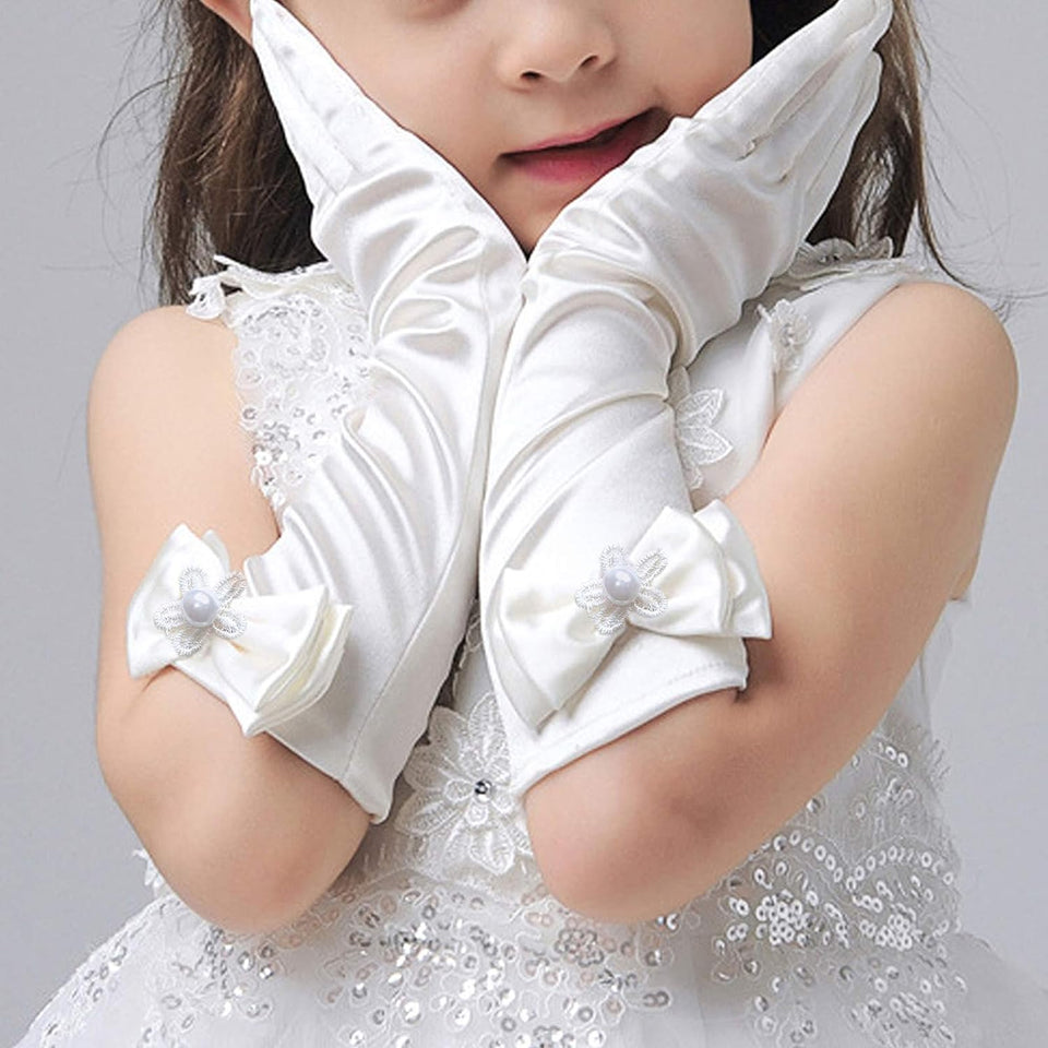 Girls Princess Dress up Bows Kids Size Formal Gloves