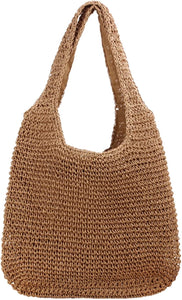 Handbag Boho Straw Handle Tote Storage Foldable