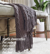 Load image into Gallery viewer, Knitted Decorative Throw Blanket for Couch Sofa Chair Bed, Soft Breathable Lightweight for Spring Summer (127X152Cm Dark Grey/Black)
