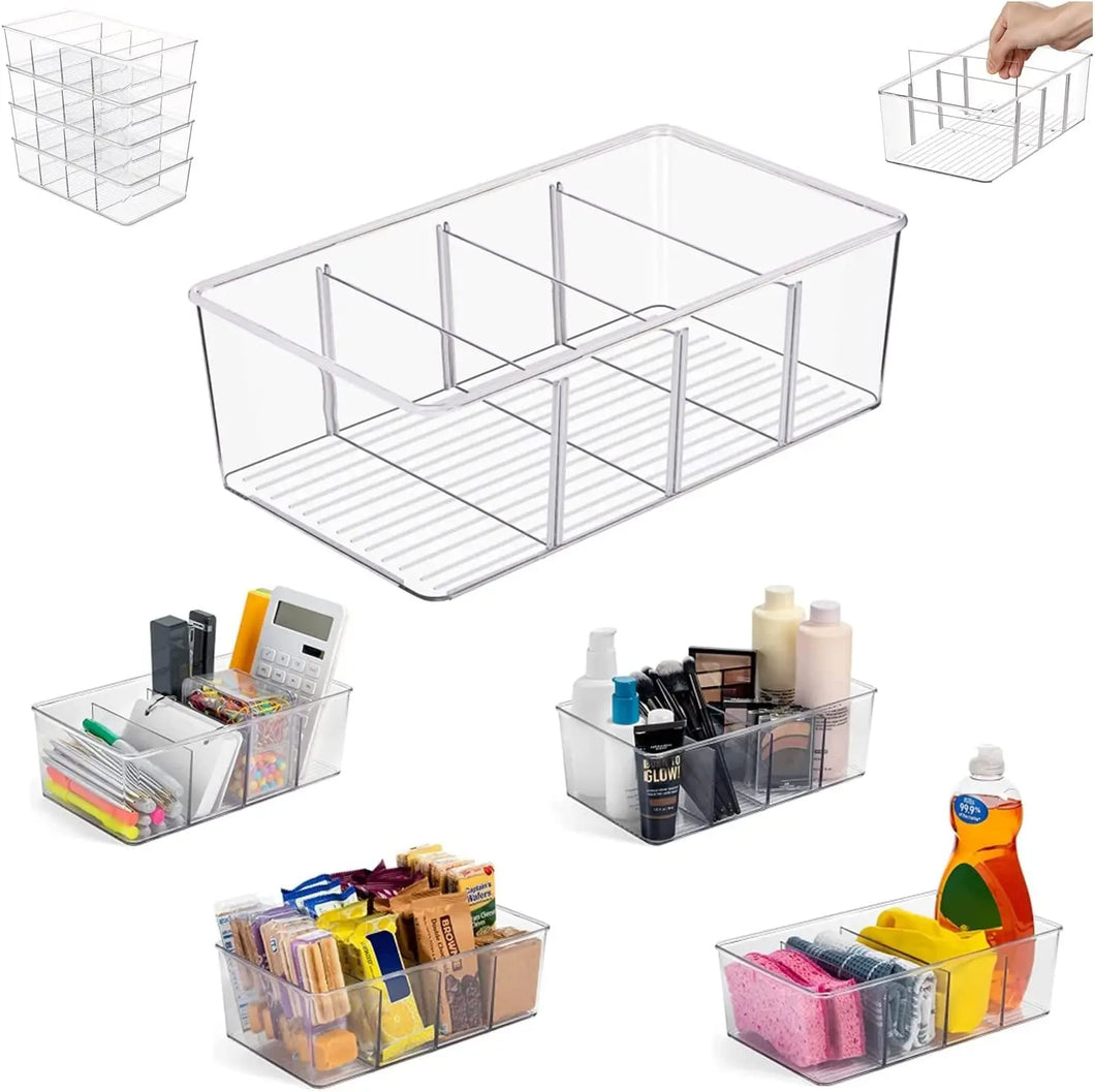 2 Pack Plastic Food Storage Containers Bins, Stackable Bathroom Kitchen Pantry Drawer Makeup Organisers Bins, Food Storage Bag Tea Box, Storage Baskets & Bins, Fridge Storage Organiser Containers (2)