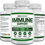 Immune Support Supplement, 10 in 1 Immunity Booster Blend of Elderberry, Vitamin C, Zinc,Turmeric, Probiotics & Antioxidants for Immune, Respiratory & Digestive Health, 60 Pills