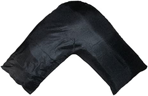 Silky Soft Satin V Shaped/Tri/Boomerang Standard Pillow Case Cushion Cover Multiple Colors (Black)