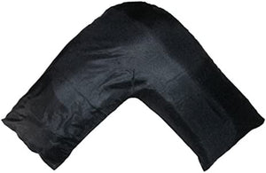 Silky Soft Satin V Shaped/Tri/Boomerang Standard Pillow Case Cushion Cover Multiple Colors (Black)