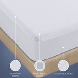 Waterproof Mattress Protector - Fits up to 40 Cm Deep, Terry Top Mattress Cover, Breathable, Fitted Style with Stretchable Pockets (Queen)