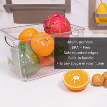 Load image into Gallery viewer, ™ Organiser Bins – 3 Piece Transparent Storage Bins Can Be Used as Fridge Organiser, Kitchen Cabinets Organiser, Pantry Organiser, Bathroom, or in Wardrobe Organiser
