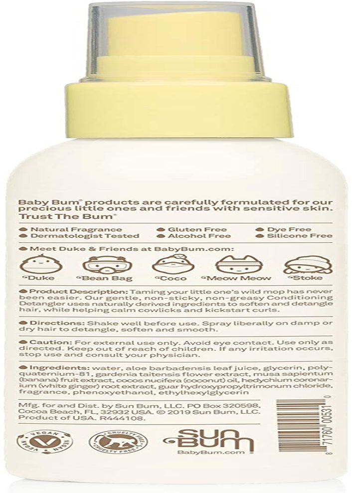 Baby Bum Conditioning Detangler Spray | Leave-In Conditioner Treatment with Soothing Coconut Oil| Natural Fragrance | Gluten Free and Vegan | 4 FL OZ (Pack of 1)
