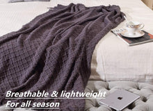 Load image into Gallery viewer, Knitted Decorative Throw Blanket for Couch Sofa Chair Bed, Soft Breathable Lightweight for Spring Summer (127X152Cm Dark Grey/Black)
