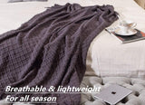Knitted Decorative Throw Blanket for Couch Sofa Chair Bed, Soft Breathable Lightweight for Spring Summer (127X152Cm Dark Grey/Black)