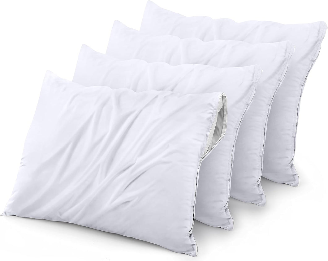 Waterproof Pillow Protector Zippered (4 Pack) King – Bed Bug Proof Pillow Encasement 20 X 38 Inches