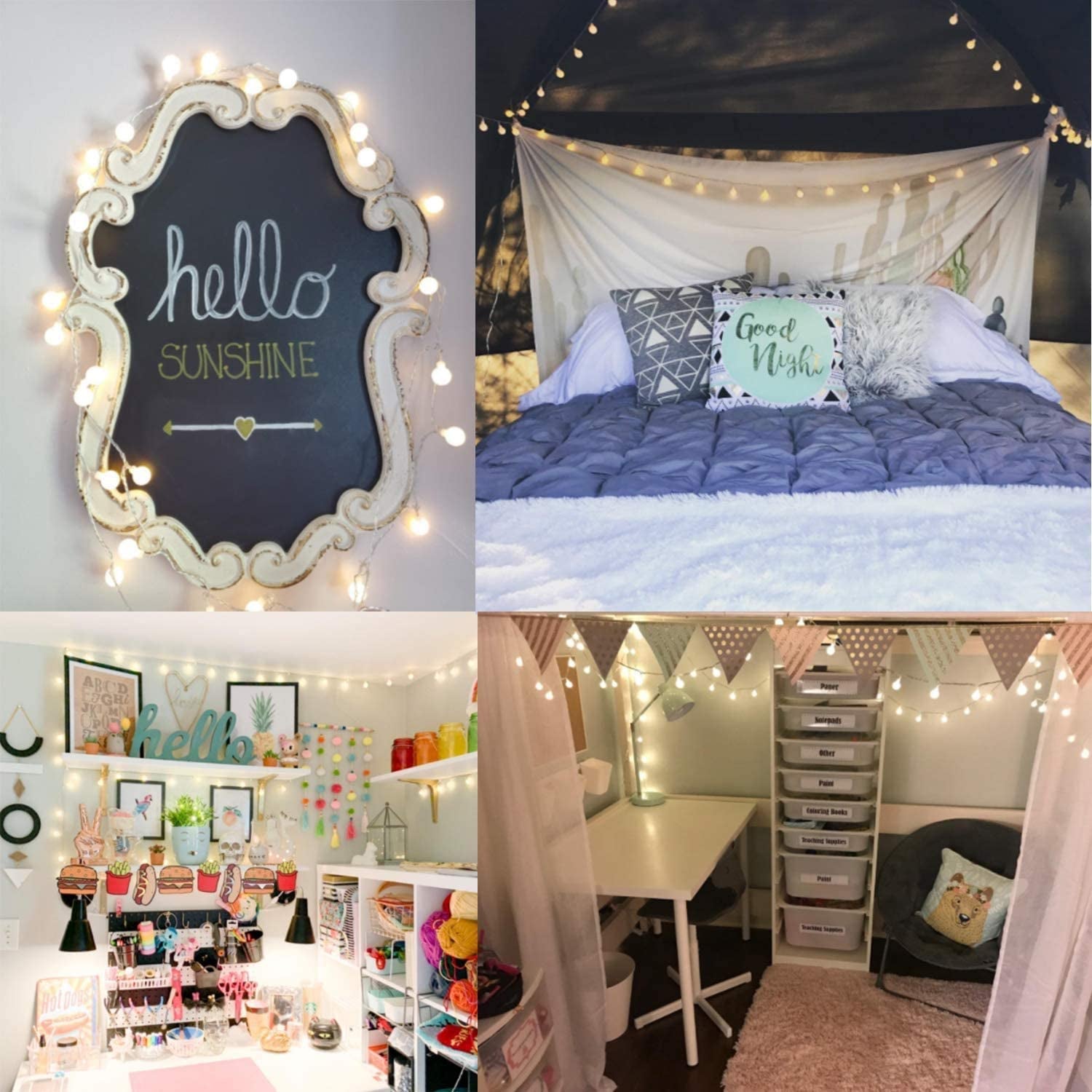 Globe String Lights Fairy Lights, 33Ft 100LED String Lights with 8-Mode Remote Waterproof Indoor Outdoor Hanging Lights Decorative Christmas Lights for Home Party Patio Garden Wedding (33Ft-Warm White)