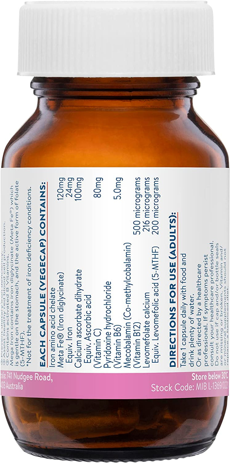 Mega Iron with Activated B Vitamins, 30 Capsules